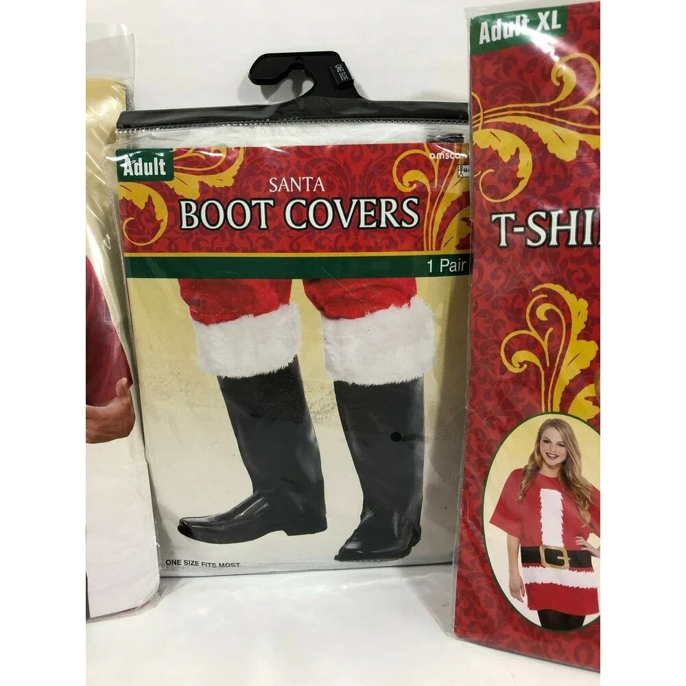 Amscan Halloween Costume Santa Shirts & Boot Covers NIP - Picture 3 of 7